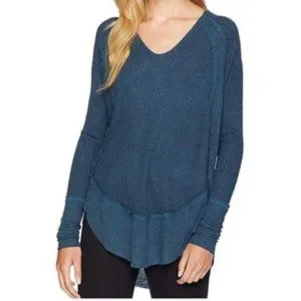 Free People Deep Blue Long Sleeve Top